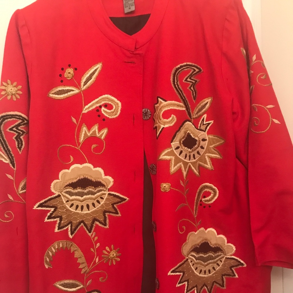 Indigo moon Mandarin collar red jacket 1x